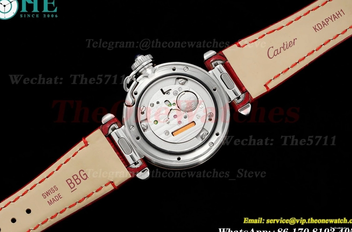 Pasha De 30mm Ladies Cartier Dial White Quartz SS LE Red AF 1203